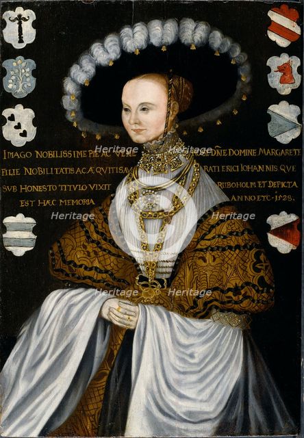 Portrait of Margareta Eriksdotter Vasa (1497-1536), sister of king Gustav I of Sweden, 1528.