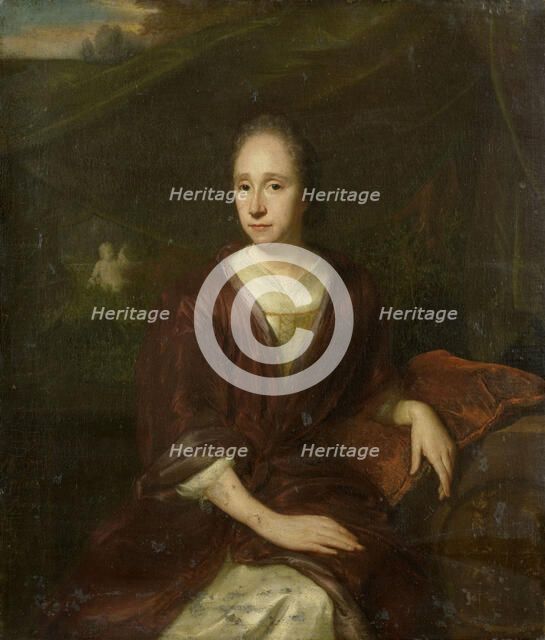 Portrait of Margaretha Nelis (1652-17050, second wife of Casparus Commelin, 1693-1704. Creator: David van der Plas.
