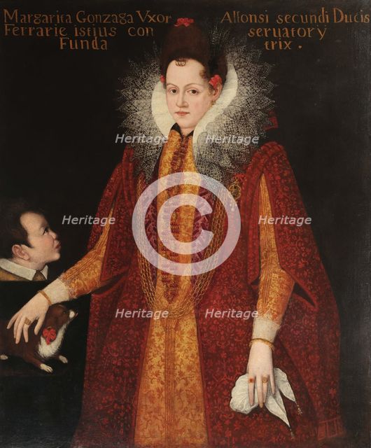 Portrait of Margherita Gonzaga (1564-1618), Duchess of Ferrara. Creator: Pourbus, Frans (II), (School)  .
