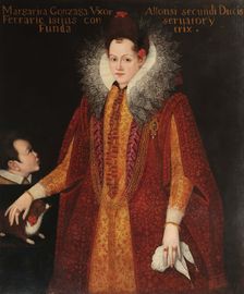 Portrait of Margherita Gonzaga (1564-1618), Duchess of Ferrara. Creator: Pourbus, Frans (II), (School)
