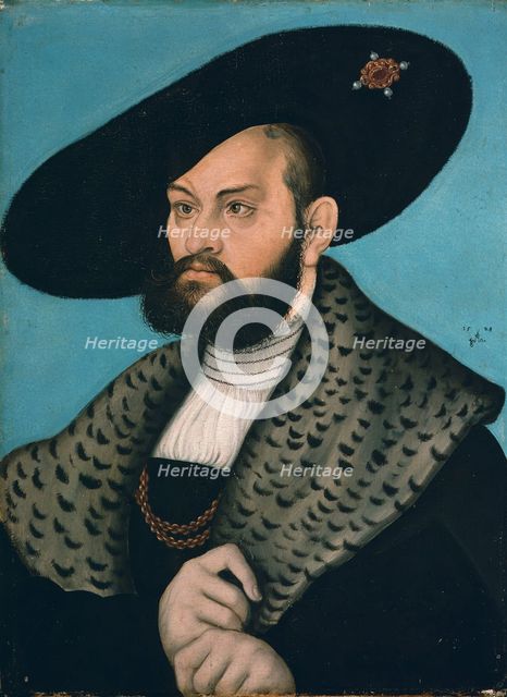 Portrait of Margrave Abrecht of Brandenburg-Ansbach, Duke of Prussia. Artist: Cranach, Lucas, the Elder (1472-1553)