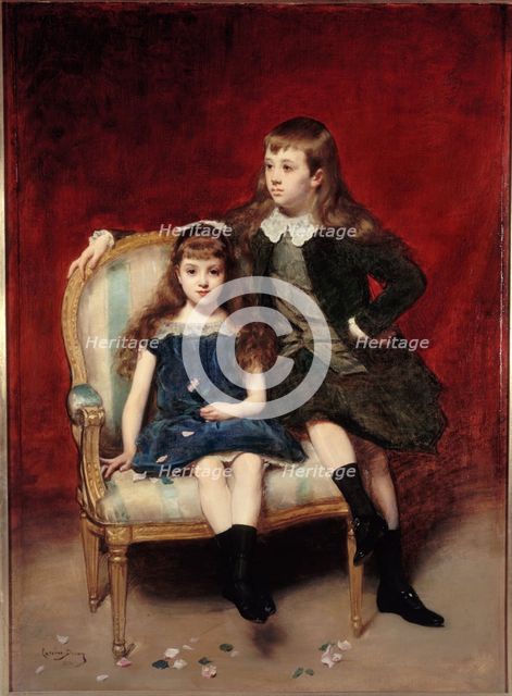 Portrait of Marguerite (1883-1973) and Robert (1880-1956) de Broglie, 1890. Creator: Charles Emile Auguste Carolus-Duran.