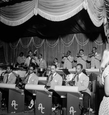 Portrait of Mario Bouza, Jose Mangual, Carlos Vidal(?), and Ubaldo...Glen Island Casino, N.Y., 1947. Creator: William Paul Gottlieb