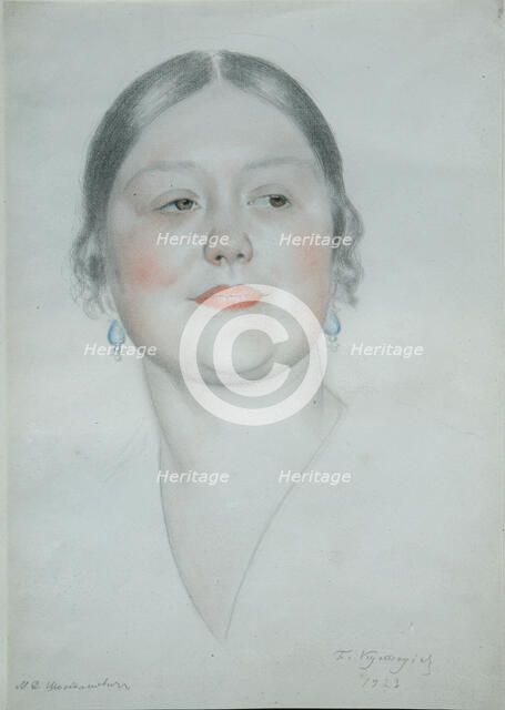 Portrait of Maria Dmitrievna Shostakovich, 1923. Artist: Kustodiev, Boris Michaylovich (1878-1927)
