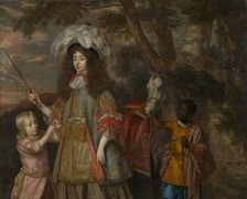 Portrait of Maria of Orange (1642-1688), with Hendrik van Nassau-Zuylestein (d. 1673) and a Servant. Creator: Jan Mytens