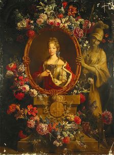 Portrait of Maria Luisa of Savoy in the Frame Decorated with Flowers, 1704. Creator: Gaspar Peeter Verbruggen II