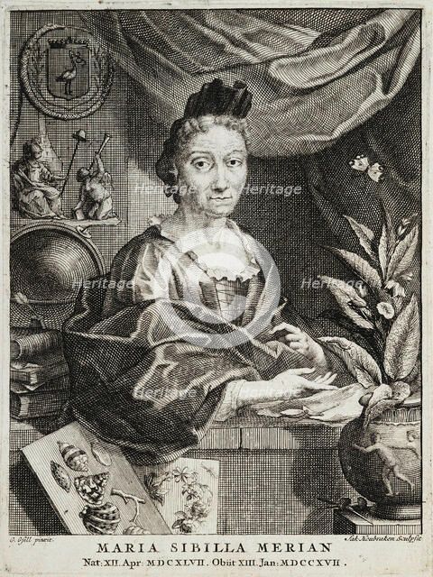 Portrait of Maria Sibylla Merian (1647-1717), 1717. Creator: Gsell, Georg (1673-1740).
