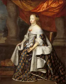 Portrait of Maria Theresa of Spain (1638-1683) as Queen of France. Artist: Beaubrun, Henri (1603-1677)