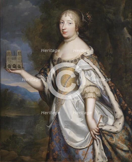 Portrait of Maria Theresa of Spain (1638-1683), Queen consort of France and Navarre. Artist: Beaubrun, Charles (1604-1692)