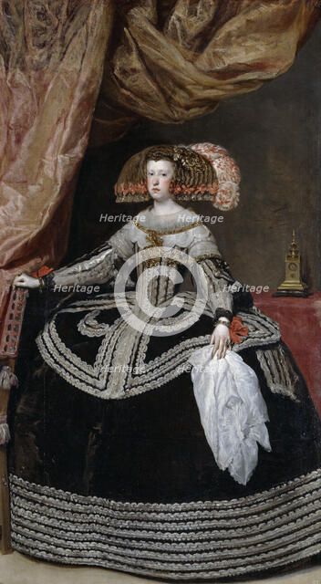 Portrait of Mariana of Austria (1634–1696), 1652. Artist: Velàzquez, Diego (1599-1660)