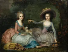 Portrait of Marie Antoinette and Princess of Lamballe, ca 1770