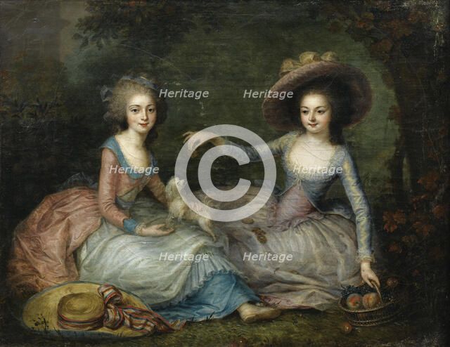 Portrait of Marie Antoinette and Princess of Lamballe, ca 1770.