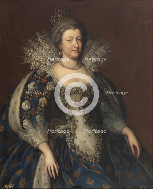 Portrait of Marie de Médici (1575-1642), 1655. Creator: Beaubrun, Charles (1604-1692).