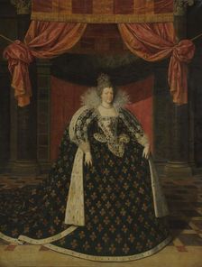 Portrait of Marie de Médicis (1575-1642), Queen of France, in Robes of State, c.1610. Creator: Frans Pourbus the Younger