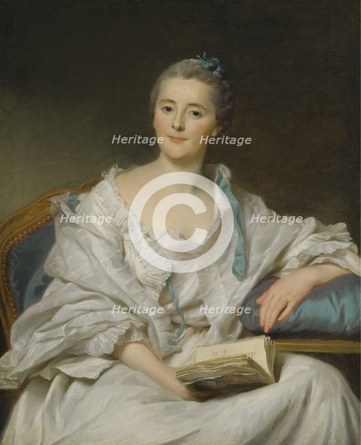 Portrait of Marie-Françoise Julie Constance Filleul, Marquise de Marigny with a book. Artist: Roslin, Alexander (1718-1793)