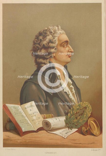 Portrait of Marie Jean Antoine Nicolas Caritat, Marquis de Condorcet (1743-1794), 1879. Creator: Armet Portanell, José (1843-1911).