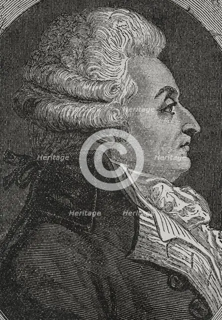 Portrait of Marie-Jean Hérault de Séchelles (1759-1794), French judge and politician, 1876. Creator: Pannemaker.