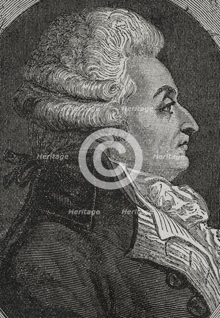 Portrait of Marie-Jean Hérault de Séchelles (1759-1794), French judge and politician, 1876. Creator: Pannemaker.