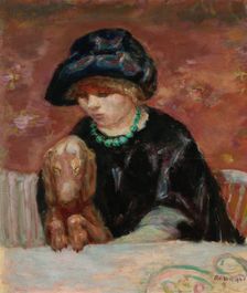 Portrait of Marthe Bonnard with a basset, c1912. Creator: Bonnard, Pierre (1867-1947)