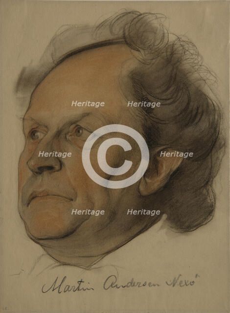Portrait of Martin Andersen Nexø (1869-1954), 1922. Artist: Andreev, Nikolai Andreevich (1873-1932)