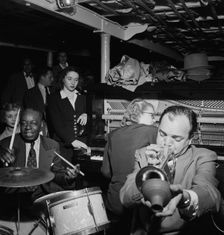 Portrait of Marty Marsala, Bunty Pendelton, and Baby Dodds, Riverboat on the Hudson, N.Y., 1947. Creator: William Paul Gottlieb