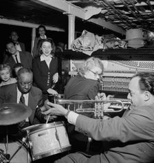 Portrait of Marty Marsala, Bunty Pendelton, and Baby Dodds, Riverboat on the Hudson, N.Y., 1947. Creator: William Paul Gottlieb