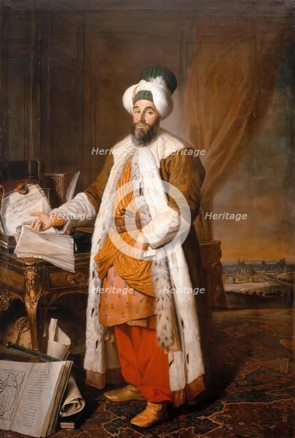 Portrait of Mehemet Said Pacha, Bey of Rumelia, special ambassador of the ottoman Sultan Mahmoud I i Artist: Aved, Jacques-Andrè Joseph (1702-1766)