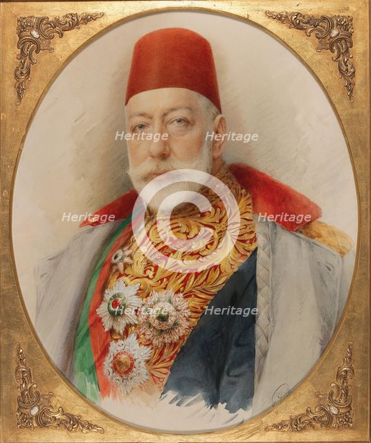 Portrait of Mehmed V (1844-1918), Sultan and Caliph of the Ottoman Empire. Creator: Pietzner, Carl (1853-1927).