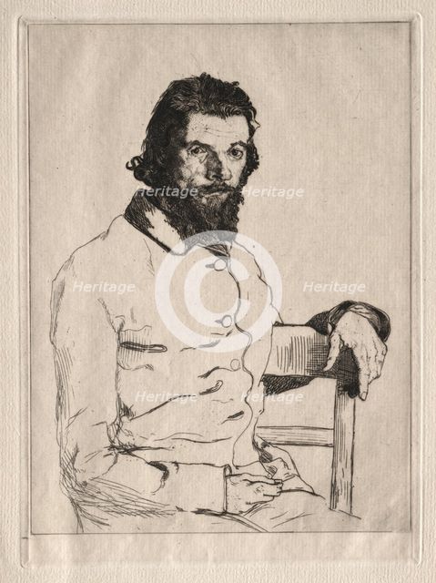 Portrait of Meryon, Seated. Creator: Félix Bracquemond (French, 1833-1914).