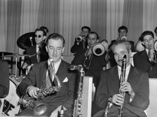 Portrait of Micky Folus, Danny Polo, Billy Exiner, Vahe (Tak) Takvorian...Eddie Condon's, N.Y., 1947 Creator: William Paul Gottlieb