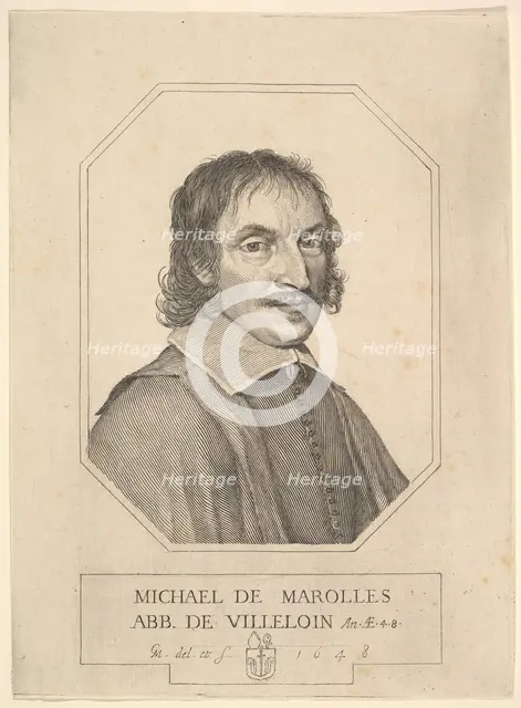 Portrait of Michel de Marolles, 1648. Creator: Claude Mellan.