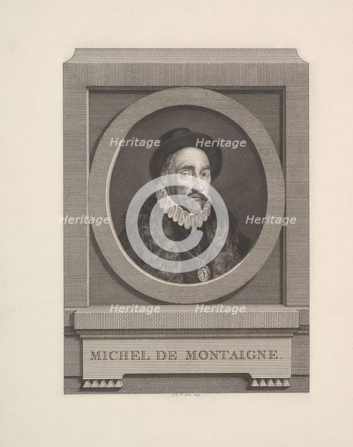 Portrait of Michel de Montaigne, 1774. Creator: Augustin de Saint-Aubin.