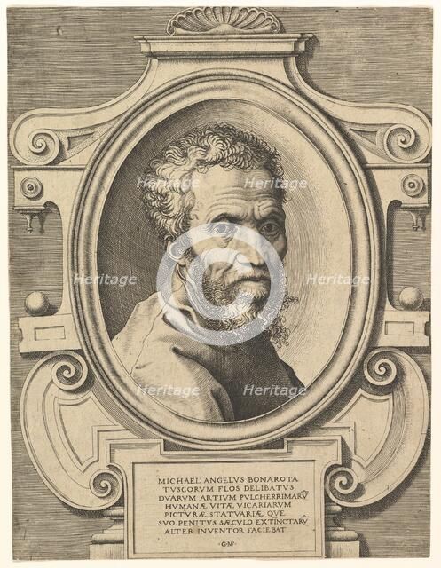 Portrait of Michelangelo, pub. C1564. Creator: Italian School (16th Century).