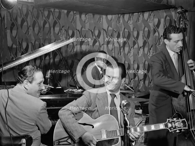 Portrait of Mike Bryan, Sanford Gold, Cozy Cole, and Jack Lesberg, Famous Door, N.Y., ca. Oct. 1947. Creator: William Paul Gottlieb.