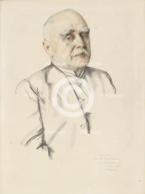 Portrait of Mikhail Vasil'evich Braikevitch, 1934. Artist: Konstantin Somov.