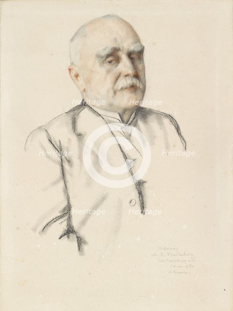 Portrait of Mikhail Vasil'evich Braikevitch, 1934. Artist: Konstantin Somov.