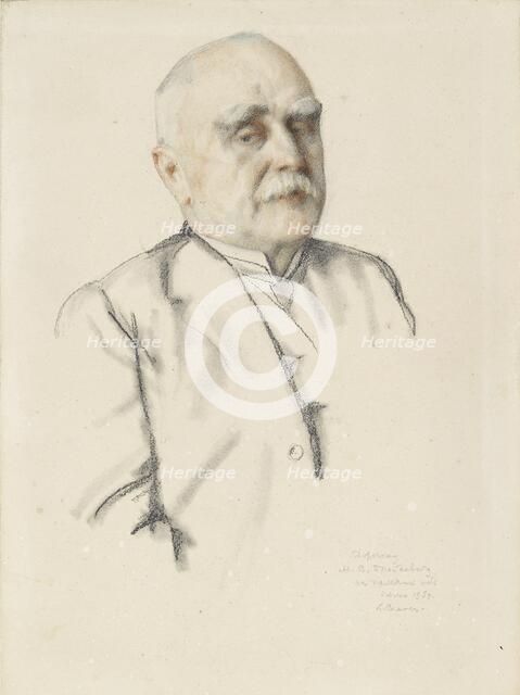 Portrait of Mikhail Vasil'evich Braikevitch, 1934. Artist: Konstantin Somov.