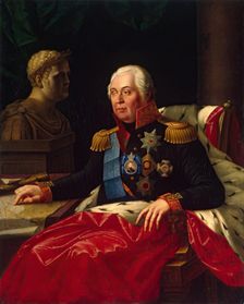 Portrait of Mikhail Kutuzov (Golenishchev-Kutuzov, Prince of Smolensk), 1820. Creator: Jozef Oleszkiewicz