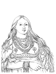 Portrait of Mink Native American woman, 1841.Artist: Myers and Co