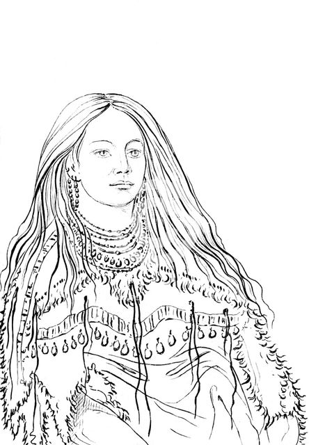 Portrait of 'Mint', Native American woman, 1841.Artist: Myers and Co