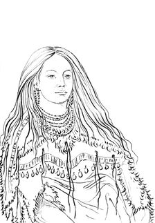 Portrait of Mint Native American woman, 1841.Artist: Myers and Co