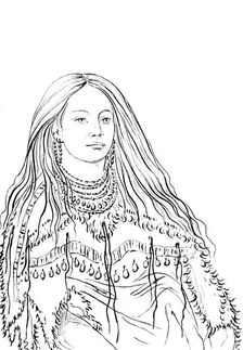 Portrait of Mint Native American woman, 1841.Artist: Myers and Co