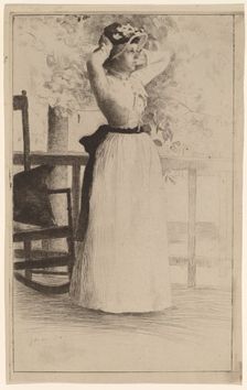 Portrait of Miss Hoe, 1889. Creator: Julian Alden Weir