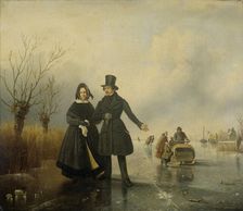 Portrait of Mr. and Mrs. Thijssen on the Ice, 1845. Creator: Jacobus Loerenz Sörensen