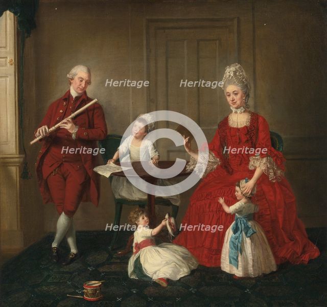 Portrait of Mr. And Mrs. James Blew And Their Three Children In An Elegant Interior.