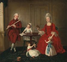 Portrait of Mr. And Mrs. James Blew And Their Three Children In An Elegant Interior