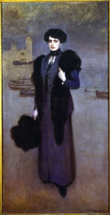 Portrait of Mrs. Dolores Vidal, 1911. Creator: Casas, Ramón i Carbó (1866 - 1932)