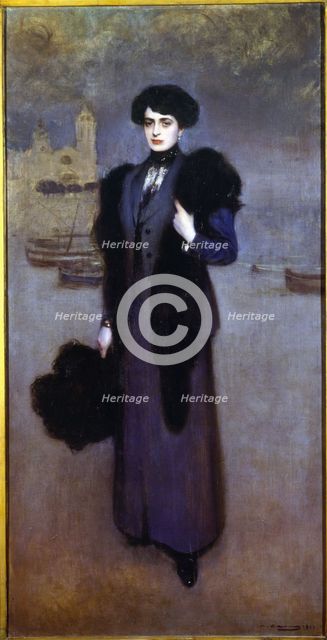 Portrait of Mrs. Dolores Vidal, 1911. Creator: Casas, Ramón i Carbó (1866 - 1932) .