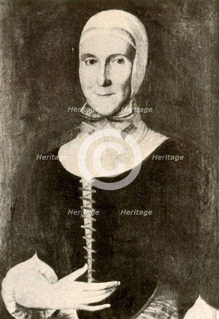 'Portrait of Mrs. Elisabeth Boehler in the Moravian settlement, Pennsylvania', 1787, (1937). Creator: Unknown.
