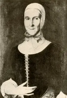 Portrait of Mrs. Elisabeth Boehler in the Moravian settlement, Pennsylvania 1787, (1937). Creator: Unknown